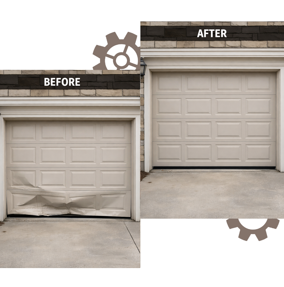 Before and after garage door repair in Chula Vista CA